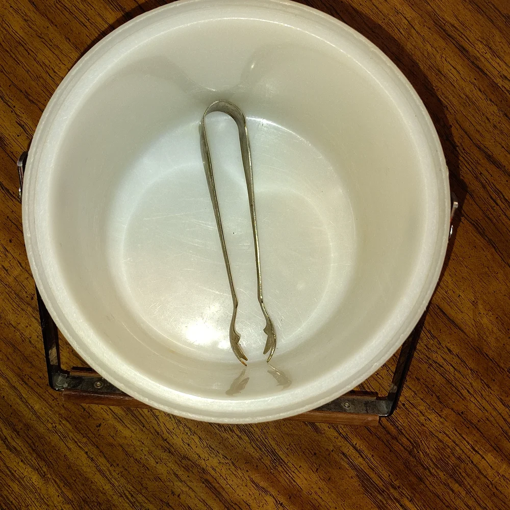 Elegant Vintage Silver Ice Bucket with Wooden Accent